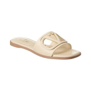 Valentino Vlogo Cutout Leather Sandal, White